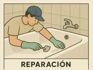 reparación es el segundo paso del proceso de enlozado de bañeras en capital federal