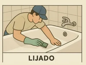 lijado es el tercer paso del proceso de enlozado de bañeras en capital federal